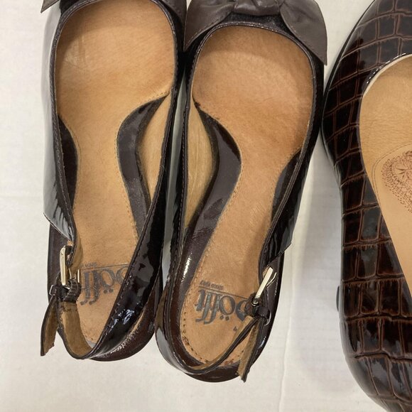 Lot of 3 Sofft Heels Shoes Womens 7 Black Brown Patent Slingback Leather Pumps - Picture 15 of 16